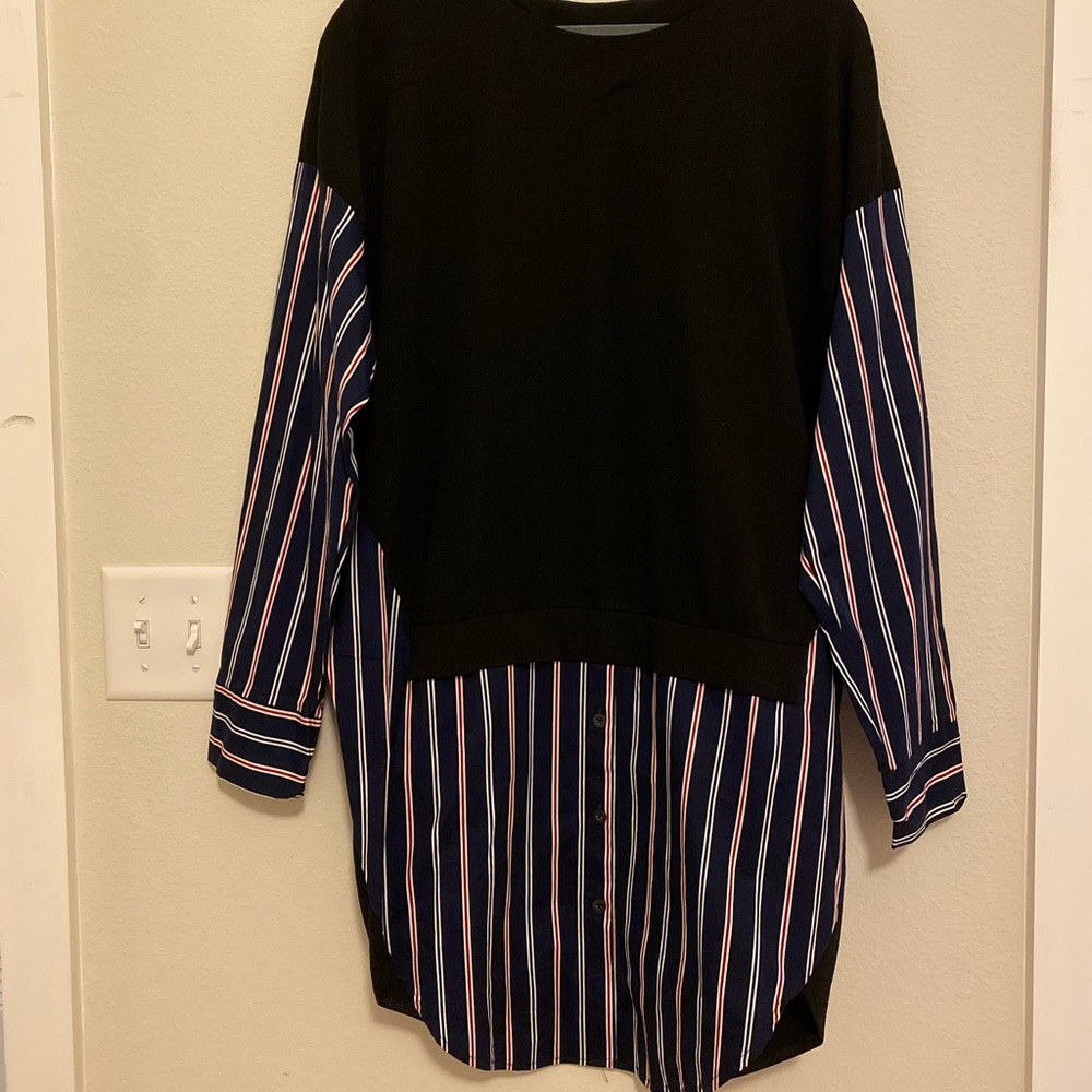 Fake Two-Piece Shirt Dress